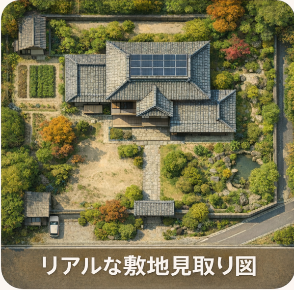 敷地や建物を真上から正確に記録したオルソ画像の記録写真